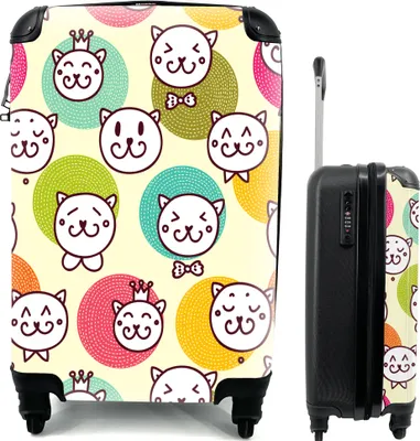 Produktbild von MuchoWow® MuchoWow® Koffer Handgepäck Trolley Rollkoffer Kleine Reisekoffer mit 4 Rollen - Mädchen - Katze - Krone - Muster - Mädchen - Kinder - Kinder - Cabin Size < 55x40x23 cm & 55x40x20 cm - Fotok