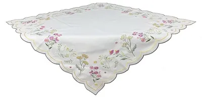 Zdjęcie produktu dla Obrus, kwadratowa serwetka, haftowana, łąka, kwiaty 85x85 032