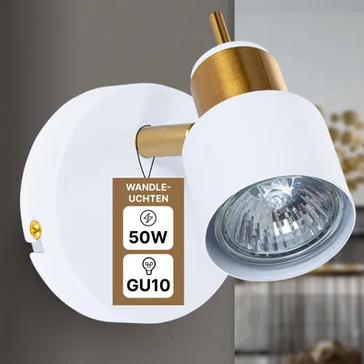 Produktbild von Wandleuchte innen Weiß, 1-flammig, Wandspot, ARTE LAMP Almach, GU10 bis 40 W, für Wohnzimmer, Flur & Treppenhaus, 14 x 6 x 15 cm, A1906AP-1WH
