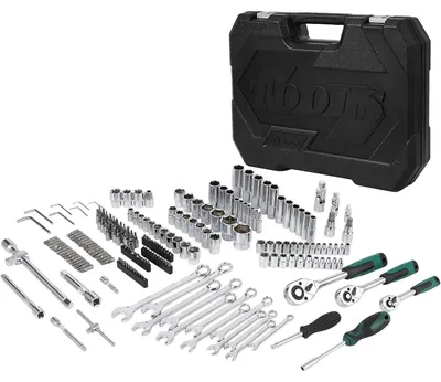 Image de Kit d'outils de 216 pièces - Réparation automobile - Jeu de clés à douille - Métal - Coffret de rangement - Portable