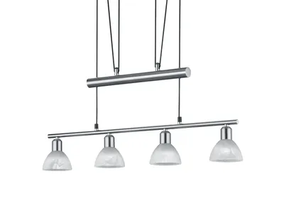 Produktbild von LED-Pendelleuchte - Nickel matt - Weiß - Glas - Metall - 4-flammig - 80 x 160 cm