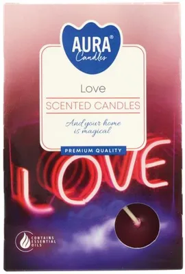 Produktbild von AURA CANDLES Teelichte Duft 6er Liebe in farb. Faltschachtel