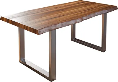 Produktbild von Esstisch Baumkante Massiv Akazie nussbaumfarben 180 x 90 U-Gestell Silber UTRECHT