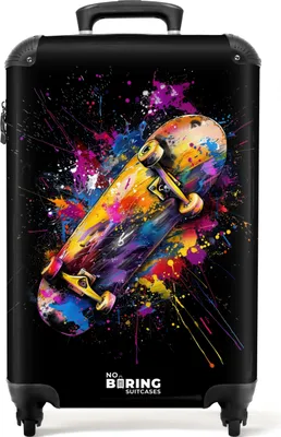 Obrázok produktu pre NoBoringSuitcases.com Tvrdá škrupina kufra na príručnú batožinu 55x35x20 cm, 36L, Graffiti Sport: skateboard, cestovný kufor na 4 kolieskach