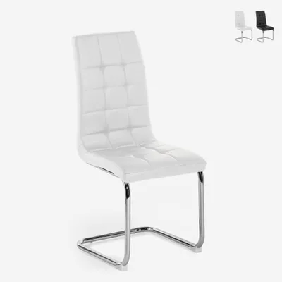 Image de Chaise cuisine salle à manger élégante similicuir dossier haut Dudak - Blanc