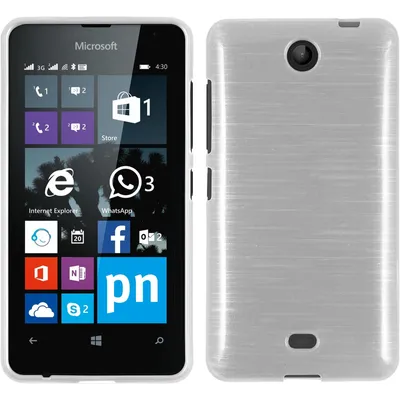 Produktbild von PhoneNatic Case kompatibel mit Microsoft Lumia 430 Dual - weiß Silikon Hülle brushed + 2 Schutzfolien