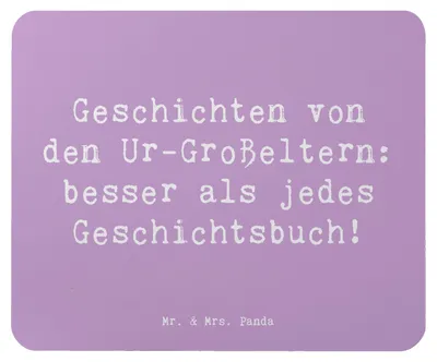 Produktbild von Mr. & Mrs. Panda Mauspad Spruch Ur-Großeltern Geschichten - Lavendeltraum - Geschenk, Ahnen, Mouse Pad, computer mousepad, Familienbande, Freude, Familie, Verwandte, pc