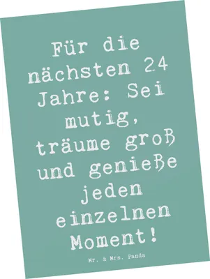 Produktbild von Mr. & Mrs. Panda Grußkarte Spruch 24. Geburtstag Mutig Träumen - Meeresbrise - Geschenk, Ermutigung, einzelkarte, Ansichtskarten, Geburtstagsgeschenk, Postkarte, feiern