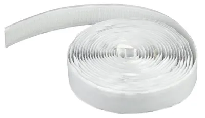 Immagine prodotto di Nastro adesivo in nylon bianco, 20 mm di larghezza, autoadesivo, con gancio e anello, lunghezza 6,3 metri