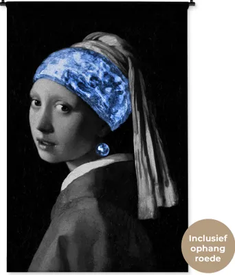 Produktbild von MuchoWow® Wandteppich Wandbehang Mädchen mit einem Perlenohrring - Johannes Vermeer - Blau 120x180 cm Tapisserie Dekoration Wandtuch - Schlafzimmer - Dekorationen für das Haus