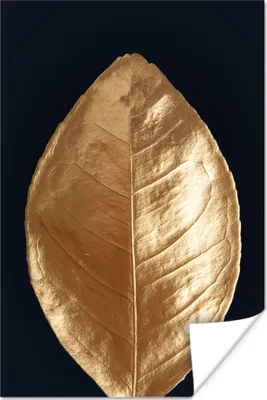 Produktbild von MuchoWow® Poster Schwarz - Gold - Blatt 20x30 cm - Papierdruck