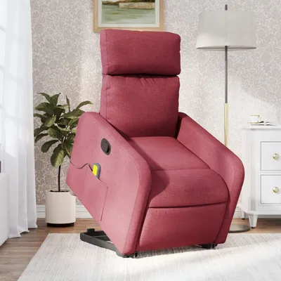 Produktbild von CLORIS Massagesessel mit Aufstehhilfe Weinrot Stoff - Fernsehsesel LL0000255665