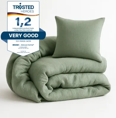 Obrázek produktu pro Alavya Home Dětské povlečení Khaki 135x100 cm – 2dílná sada povlaků z organické mušelínové bavlny s GOTS certifikací, přírodní odstín