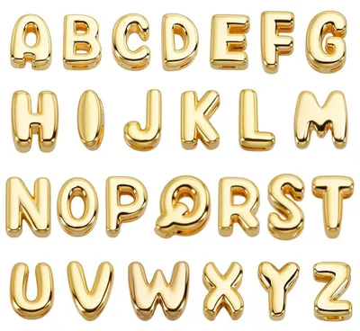 Image de Omgoods - 26 perles en forme de lettres, plaquées or 18 carats, de l'alphabet A à Z, pour la création de bijoux