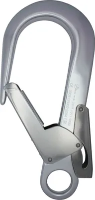 Einhandkarabiner "Big Snap" von Aliens; silberfarben; für Klettersteig-Ausrüstung; mit Sicherheitsmechanismus.