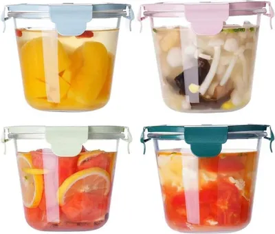 Zdjęcie produktu dla Szklane pojemniki na żywność z hermetycznymi pokrywkami - Zestaw 4 - 710ml