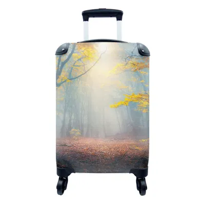 Produktbild von MuchoWow® Koffer Handgepäck Trolley Rollkoffer Kleine Reisekoffer mit 4 Rollen - Wald - Nebel - Herbst - Cabin Size < 55x40x23 cm & 55x40x20 cm - Fotokoffer - Kabinenkoffer - Boardgepäck - Reise-Box - Reisekoffer - Reisegepäck - Koffer mit Bild - Trolley für Kinder