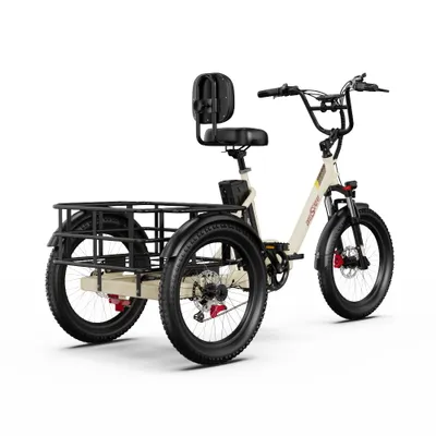 Produktbild von 20 Zoll*3.0 Elektro-Dreirad 18Ah MIT Korb E-Bike Lastenfahrrad E-Bike Klappräder Bafang Motor Aluminium 180KG Drehmomentsensor Rückwärtsfahfunktion