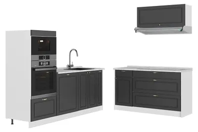 Produktbild von Küchenzeile Vicco Fame-Line Anthrazit-Gold Landhaus/Weiß 340 cm, AP Marmor, Model 63919