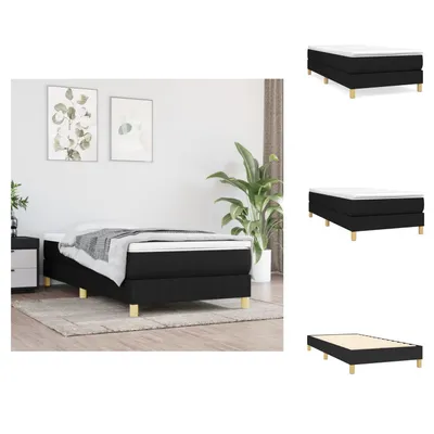 Image de vidaXL Lit Boxspring Noir 100x200 cm Tissu - Lits et Sommiers