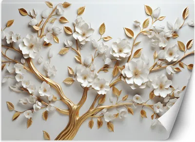 Produktbild von Vlies fototapete Glamour-Blütenbaum 200x140 cm Feeby Gold inkl. Kleber einfache Montage