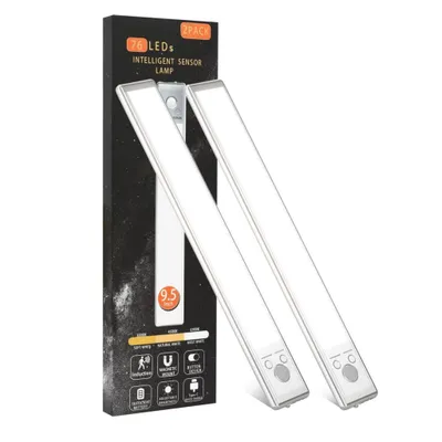 Produktbild von LED Schrankbeleuchtung 2er Set 24 cm mit Bewegungsmelder USB-C Silber