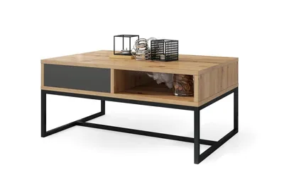 Produktbild von All4All Couchtisch Marco , Kaffeetisch , Wohnzimmertisch , Industriell , Sofatisch , mit Schublade , 90x60cm , Artisan+ Anthrazit