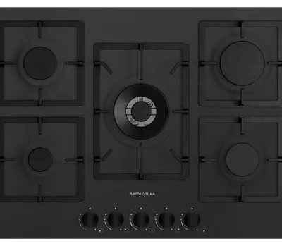 Produktbild von TELMA FLAT75, Schwarz, Integriert, 75 cm, Gaskochfeld, 5 Zone(n), 5 Zone(n)