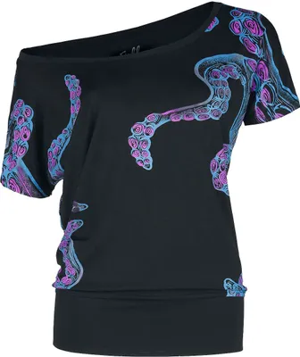 Produktbild von Full Volume by EMP Damen schwarzes lockeres T-Shirt mit Print XL