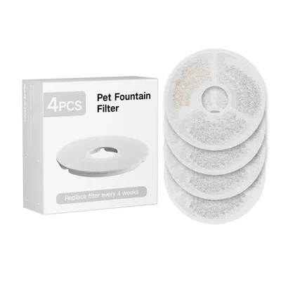 Produktbild von Katzenbrunnen Filter 4er Pack, Aktivkohlefilter Ersatzfilter für Trinkbrunnen, Wasserfilter Katzen, Hundebrunnen Zubehör, Weiß