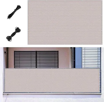 Image de Protection contre le soleil - Couverture de balcon - Clôture de jardin - Renforce l'intimité - Protection UV à 95 % - 50 x 360 cm - Blanc
