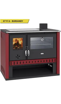 Immagine prodotto di Prity GT FI G – Cucina a legna, forno in acciaio inossidabile, piano cottura in vetroVetroceramica, 15 kW, bordeaux