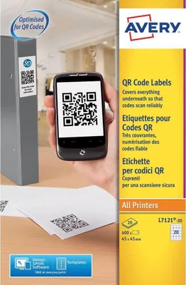 Image de Avery – étiquettes QR imprimables au format 45 x 45 mm (L x H), 400 pièces