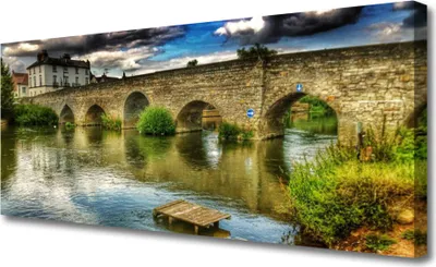 Produktbild von Tulup Leinwand-Bilder 125x50 Wandbild Canvas Kunstdruck See Brücke Architektur