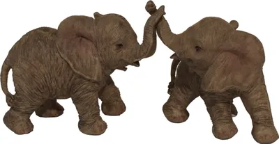 Produktbild von Elefant Elefanten 2 Baby Paar Set Kind Skulptur Deko Afrika Tier Figur Statue