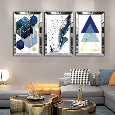 Produktbild von Wallity, Huhu410 - 40 x 60, Dekoratives MDF-Plexiglas-Gemälde (3 Stück), Mehrfarbig, 100 % MDF, 40 x 60 cm