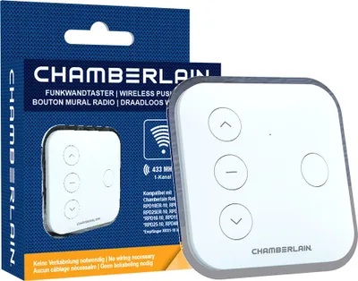 Produktbild von Chamberlain RTXW1-10, Jalousiesteuerung, Weiß, 433,92 MHz, 10 mW, Tasten, IP30