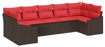 Obrázek produktu pro vidaXL Sada pohovek, 7 kusů, hnědá [syntetický materiál]: Polyratan