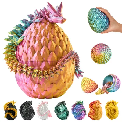 Produktbild von 3D Drache im Ei – Drachenei mit Drache 30 cm Figur | 10 cm Großes Ei | Multicolor Schlüpfender Überraschungsdrache in Rot-Gelb-Grün