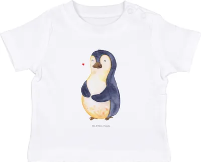 Produktbild von Mr. & Mrs. Panda Organic Baby Shirt Pinguin Diät 6. - 12. Monat - Weiß - Geschenk, Kurzarmshirt, Bauch, Kleinkind, Baumwolle, Abnehmen, Pinguine, Kinder Oberteil