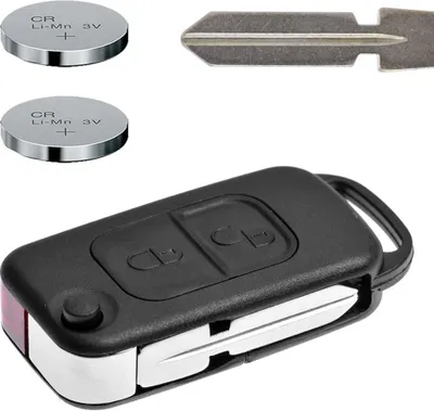 Produktbild von Klapp Schlüssel Gehäuse Funkschlüssel Fernbedienung Autoschlüssel 2 Tasten HU39 96-04 + Batterie kompatibel mit Mercedes Benz
