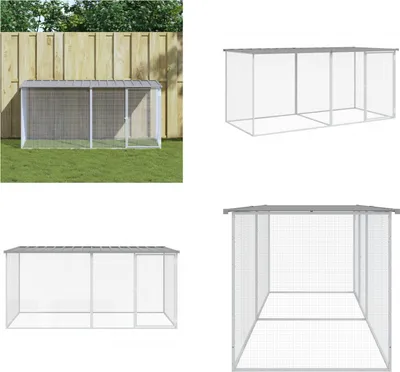 Obrázok produktu pre vidaXL Klietka pre kurčatá so strechou svetlosivá 203x98x90 cm Pozinkovaná oceľ - Klietka pre kurčatá - Kurník pre kurčatá - Kurník
