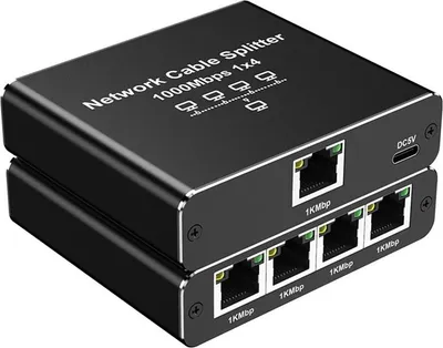 Produktbild von INF RJ45 Gigabit Ethernet Splitter 1 auf 2/3/4 Port Netzwerk Splitter Schwarz