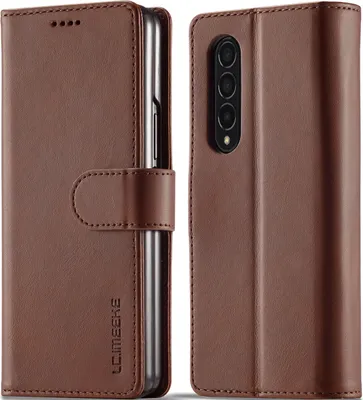 Produktbild von Samsung Galaxy Z Fold 3 5G 5G Hülle, Klapphüllen Brieftasche Leder Magnetverschluss Ständer Schutzhülle für Galaxy Z Fold 3 5G 5G Braun