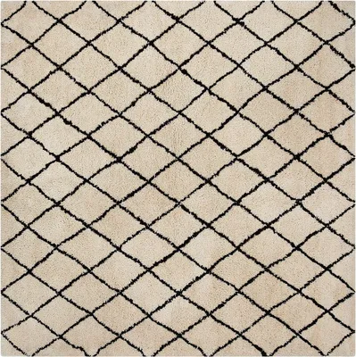 Obrázok produktu pre BELIANI Koberec béžová a čierna polyester 200 x 200 cm geometrický vzor moderný štýl obývačka spálňa