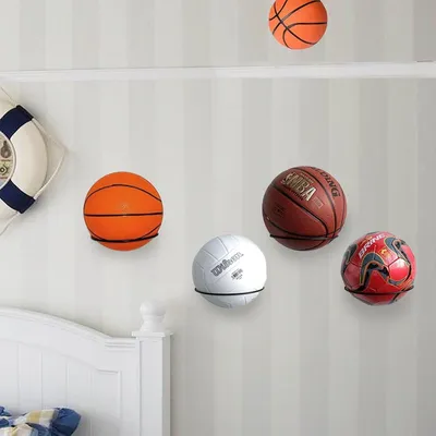 Produktbild von Wandhalterung für Basketball und andere Sportbälle - 5 Stück mit Schrauben, schwarz