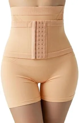 Produktbild von Figurformende Miederhose für Damen mit Korsett, Bauchweg-Unterhose, kurze hoch taillierte Shapewear mit Taillengürtel