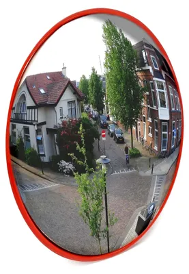 Produktbild von Konvexer Verkehrsspiegel 45 cm, runder Sicherheitsspiegel mit 130-160° Sichtfeld, Polycarbonat Überwachungsspiegel für Ausfahrten inklusive Montagematerial