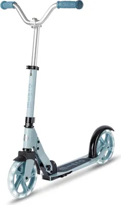 A light blue Micro Scooter Cruiser with LED wheels is shown against a white background.