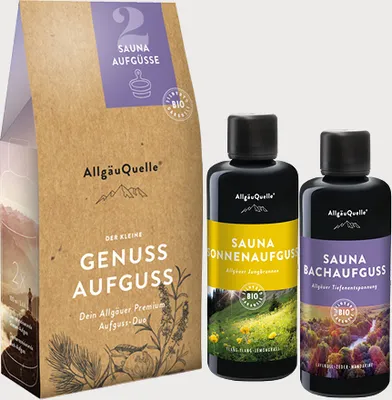 Produktbild von Saunaaufguss Kleiner Genuss Saunaduft 2 x 100ml mit Lavendel, Himalaya Zeder und Mandarine, Lemongrass und Ylang-Ylang